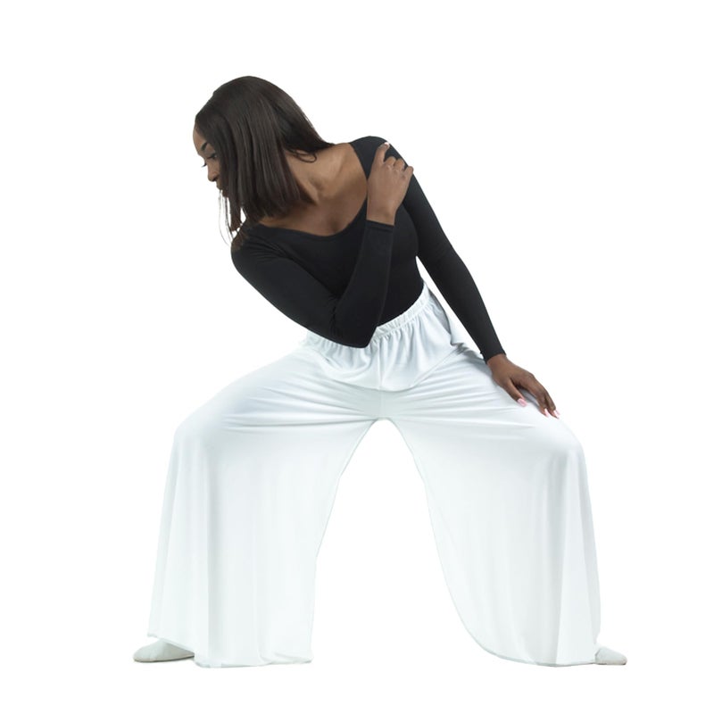 Danzcue Womens Celebration of Spirit Palazzo Pants, White, Large - Image 3